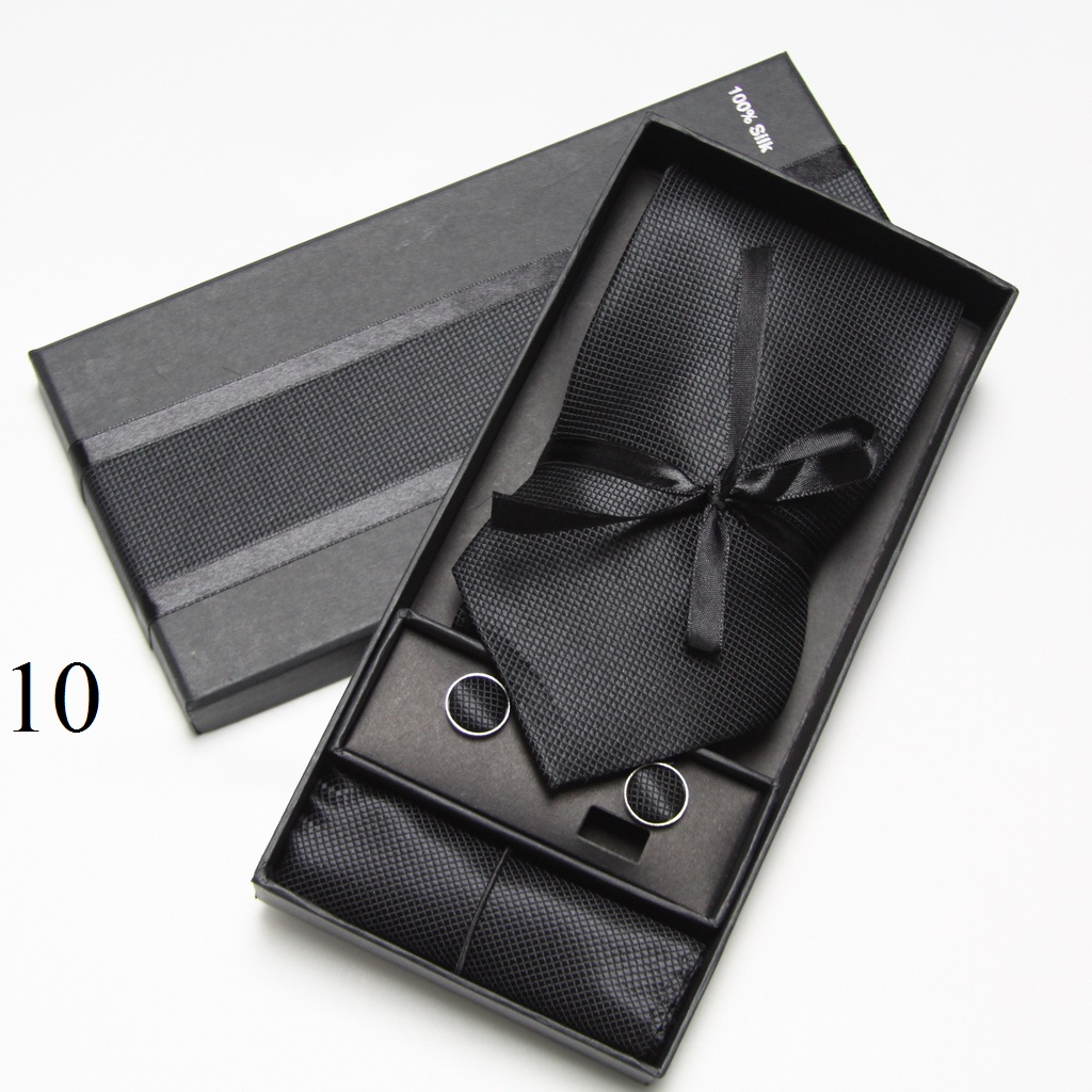 Men Accessories Combo Set - Solid Neck Tie Set Box Cufflinks