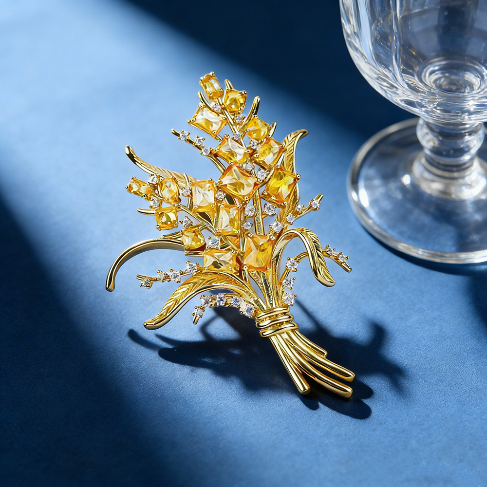 Men Accessories Bouquet - Fashion Zircon Wheat Ear Brooches For