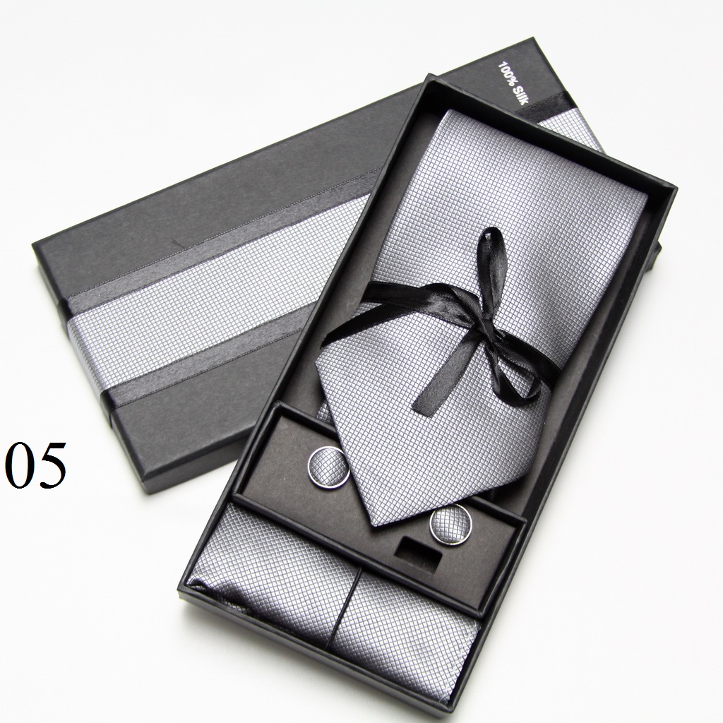 Solid Neck Tie Set Box Cufflin - đánh giá và giá Men Accessories Combo Set