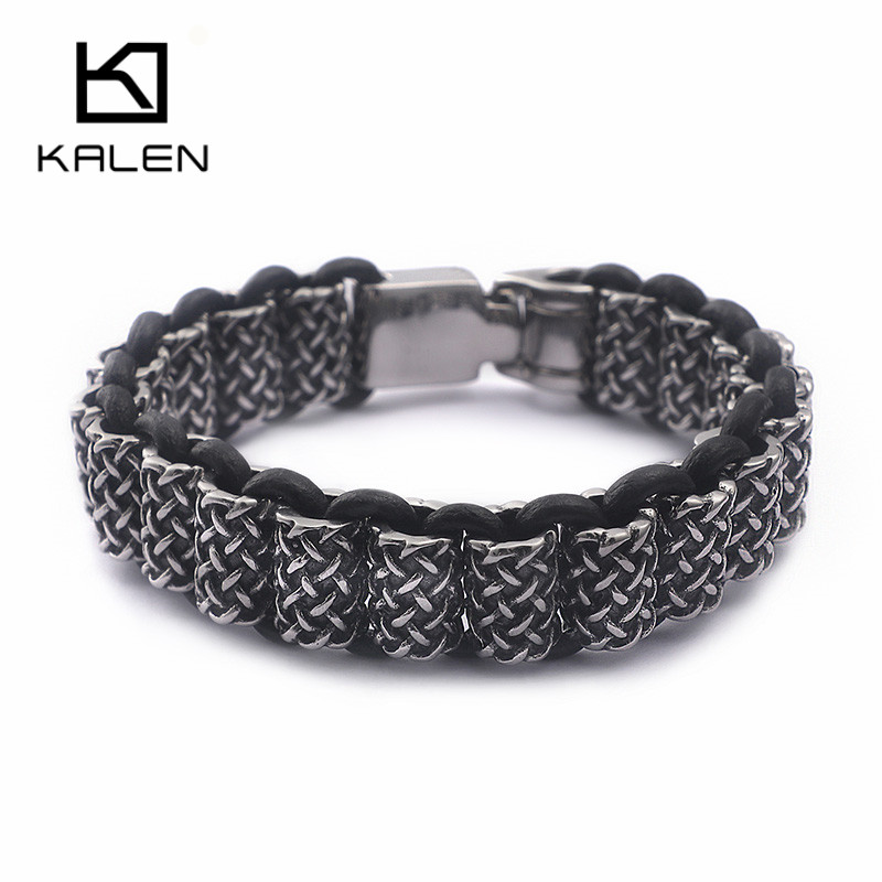 KALEN Vintage Da Liên Kết Vòng - đánh giá và giá Men Accessories Ring And Bracelet