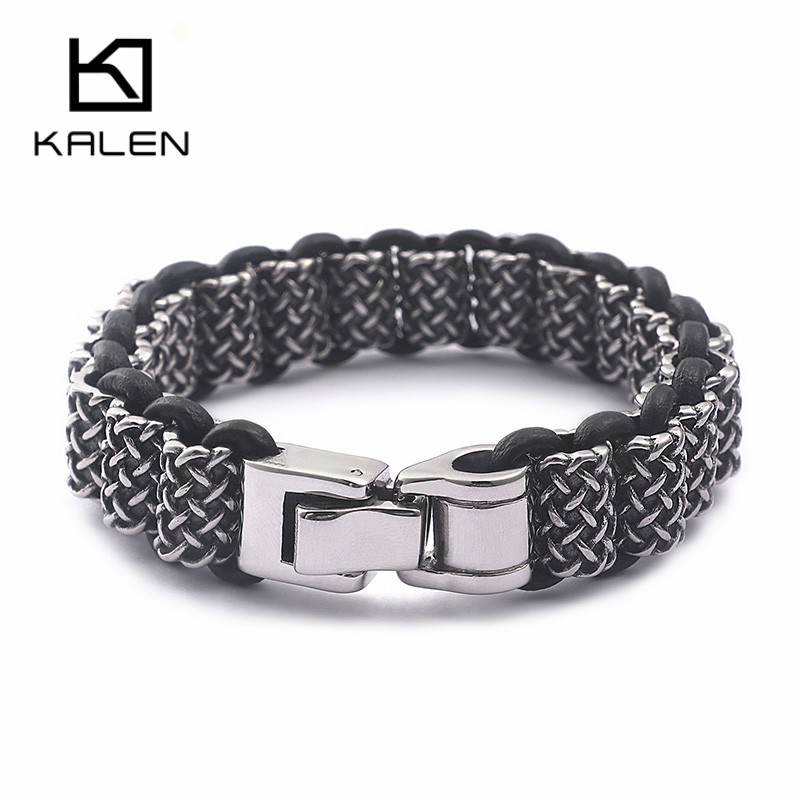 KALEN Vintage Da Liên Kết Vòng - đánh giá và giá Men Accessories Ring And Bracelet