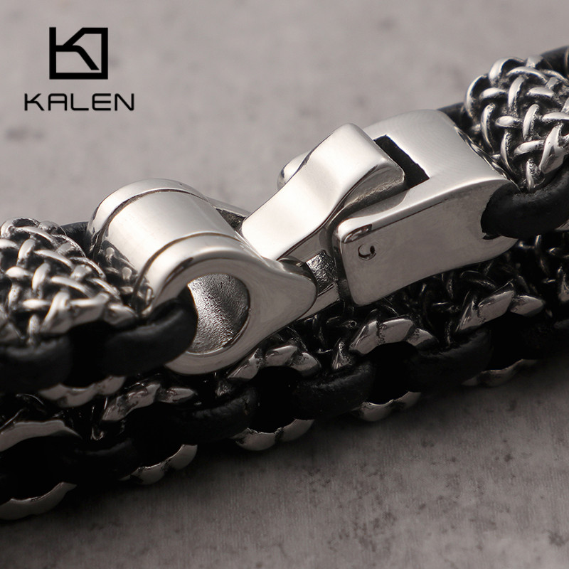 KALEN Vintage Da Liên Kết Vòng - đánh giá và giá Men Accessories Ring And Bracelet