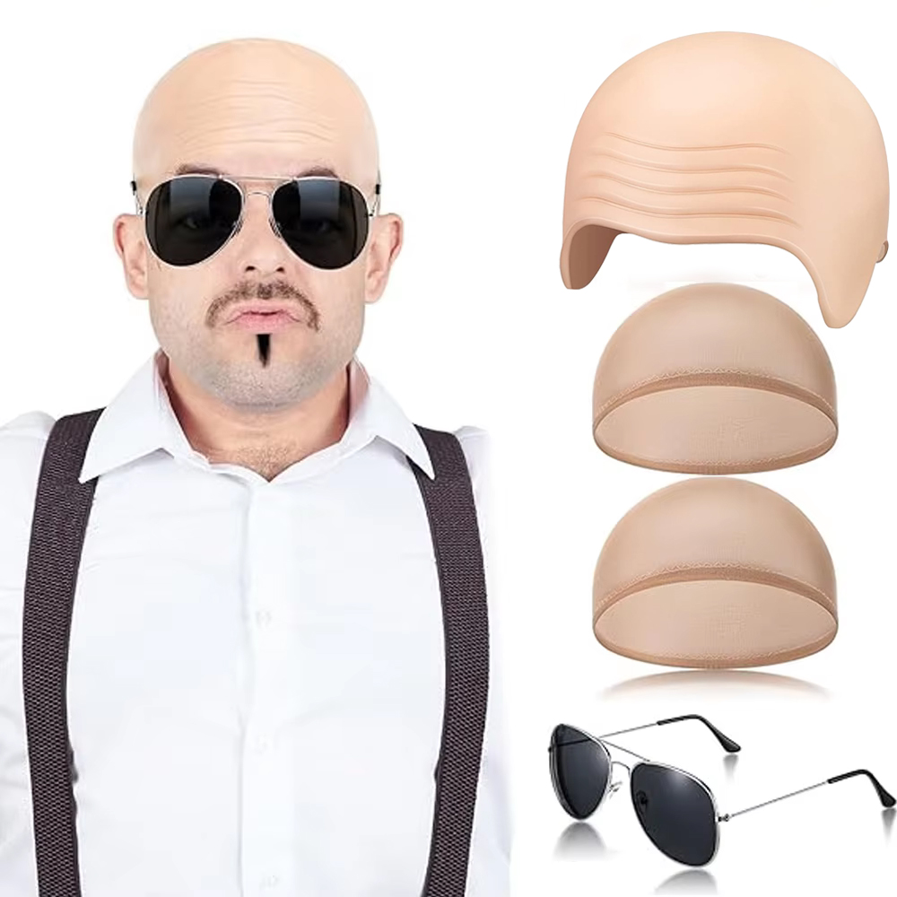 4 Pcs Bald Caps Set Makeup Bal - đánh giá và giá Men Accessories Combo Set