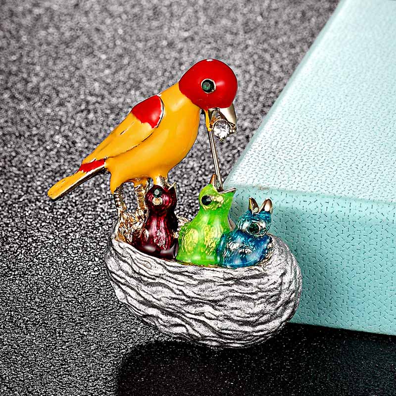 Zlxgirl Enamel Birds Brooches  - đánh giá và giá Men Accessories Bouquet